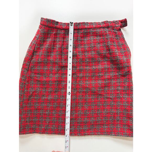 Vintage 90s American Rag Cie Remake Red Plaid Wool Mini‎ Skirt (M) Satin Lined - Picture 5 of 9